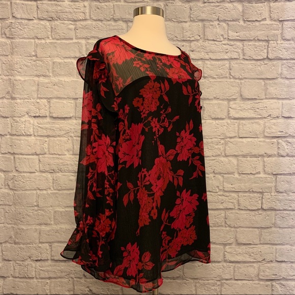 NWT Roz & Ali Floral Print Long Sleeve Blouse - Picture 3 of 13